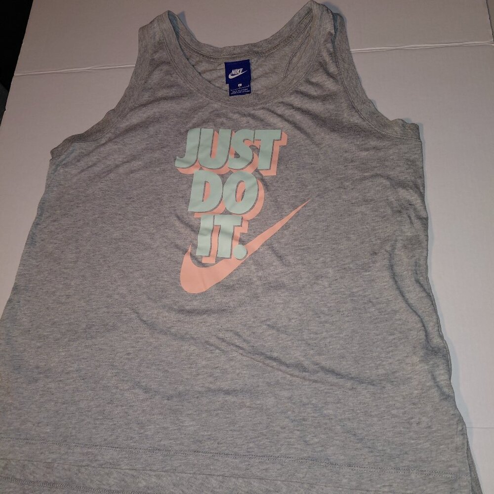 Nike "Just Do It" Graphic Tank Women's Size Large Grey